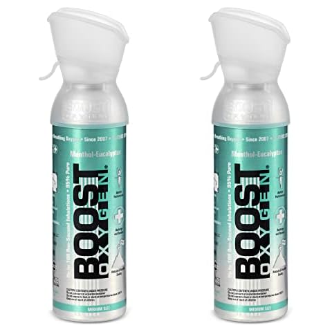 Boost Oxygen Medium Breathe Menthol-Eucalyptus Aroma 5L Canister | Respiratory Support for Aerobic Recovery, Altitude, Performance & Health (2 Pack) Cover