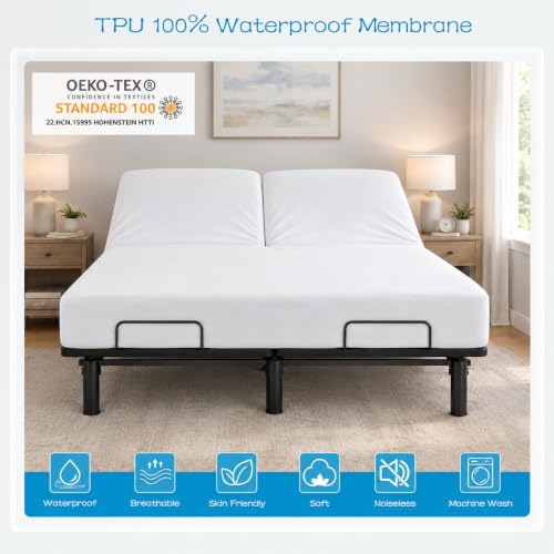 Image of GRT 1 Pack Split Top King Mattress Protector Waterproof for Adjustable Bed