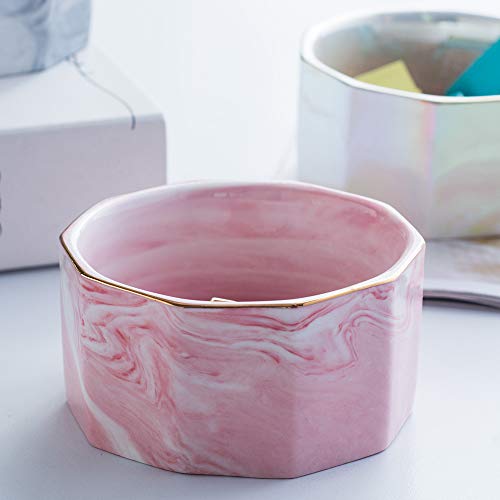 Yosco Paper Clip Holder Ceramic Marbling Paper Clip Dispenser For Desk Paper Clip Organizer Office Binder Clip Holder (Pink) #TOP4