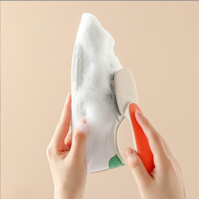Soft Hair Brush for Shoes Non Damaging for Household Use Ultra Shoe Cleaning Tool(White-Dinosaur Doodle4)