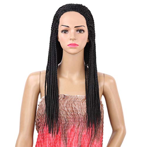 Lurrose Peruca de cabelo trançada feminina fashion preta natural peruca trançada natural de aparênci
