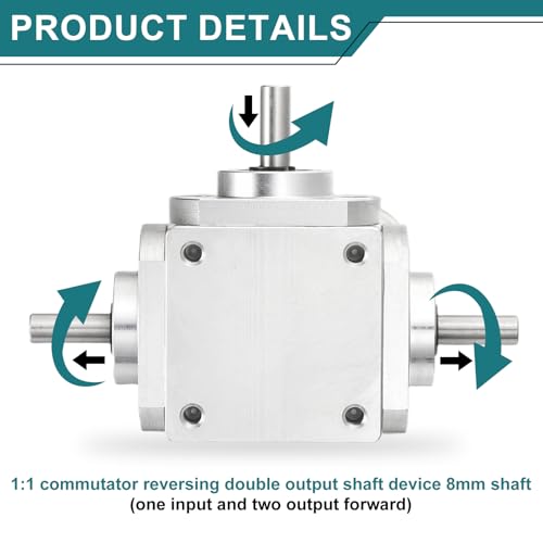 Image of uxcell Gear Box 90 Degree Right Angle Bevel Gearbox 1:1 Reversing Double Output Shaft 1 Module 20 Teeth Bevel Gear Aluminum Frame Simple Mechanical DIY Module 6mm Shaft,91x66x30mm(LxWxH)