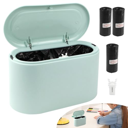 FAELNK Tischmülleimer mit Deckel 2L mit Müllsäcken