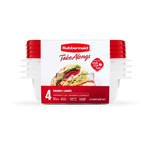 Rubbermaid Takealongs 2.9-Cup Square Food Storage Containers, 4-Pack, Chili Red #TOP2
