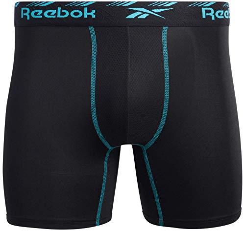 Reebok Men's Boxer Briefs – 3 Pack Performance Mens Underwear Boxer Briefs - Moisture Wicking Athletic Underwear for Men S-XL, Size X-Large, Black/Grey4