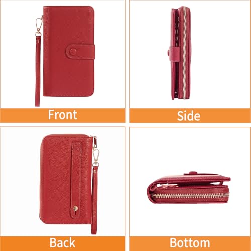 Image of Wristlet Wallets for Women RFID Blocking, Large Capacity Long Wallet Women Leather Credit Card Holder