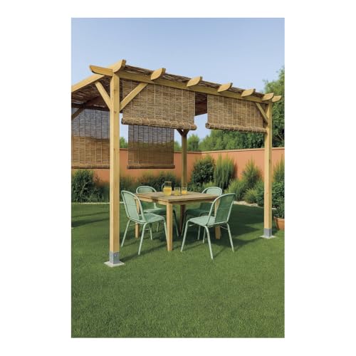 Nortene Kit Pérgola De Madera para Jardín (3x2.5x2.4 M) + Postes (7x7m) | Madera Resistente Tratada En Autoclave 3