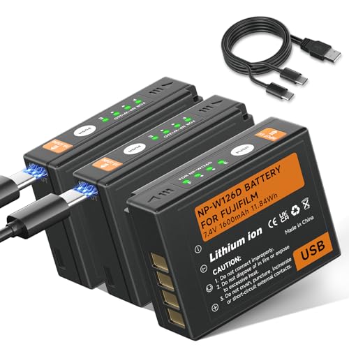 Batería NP-W126S con Tipo C integrado que permite la recarga directa mediante powerbank