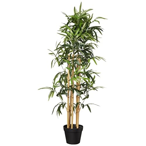 Amazon Basics Artificial Fake Bamboo Plant with Plastic Planter Pot, 39.4″, Green