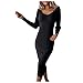 Kobay-Damen Mode Hautfreundlich Langarm V-Ausschnitt Strick Bleistift Kleid Pullover Langes Kleid Damen Geschenke für Frauen