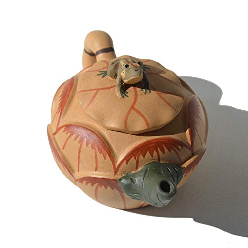 Image of Chinese Zisha Teapot 7oz Yixing Clay Handmade Tea Pot for Tea Lovers Brew Tea Home Office Decorative Collection (Frog lotus 220ml)