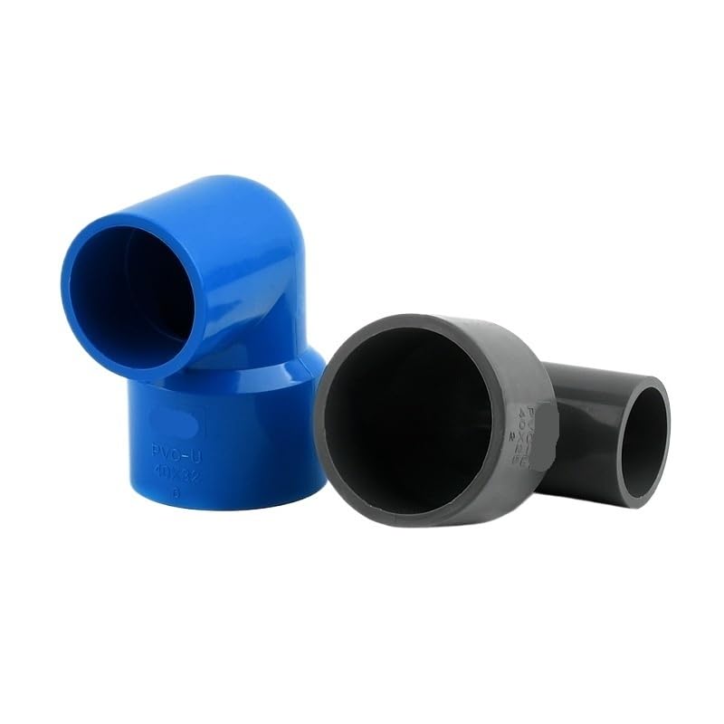 Conector de tubería de soldadura con disolvente métrico de 20,25,32,40,50,63 mm p/;vc 90°, codo reductor métrico solvente para acuario, estanque agrícola y jardín (63-25 mm, gris (2 piezas))