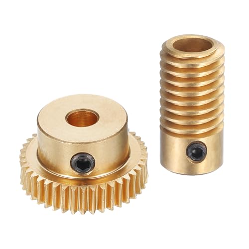 QUARKZMAN Worm Gear Set - 0,5 Modul 40:1 Reduktionsrate 6mm Lochdurchmesser Getriebewelle und 5mm Lochdurchmesser Zahnrad 40T Antriebsgetriebe (Messing)