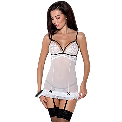 Nuisette à jarretelles blanche taille L/XL pour pimenter votre couple