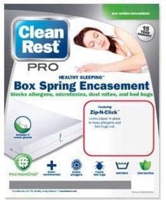 CleanRest Pro Bed Bug & Allergen Blocking Box Spring Encasement Featuring Zip-N-Click (Full)