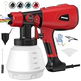 Paint Sprayer Tool 1000W High Power Electric Paint Spray Gun with Adjustable Spray Width Knob 4 Nozzles and 3 Patterns Simple to Clean for Lawn and Garden Furniture Home Interior House Painting Red