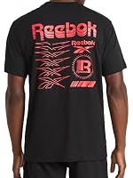 Reebok Men’s Phasic Graphic Crewneck T-Shirt, Standard Fit, Lightweight Cotton-Poly Fabric, Black, Medium — image 2