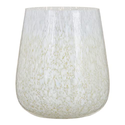 White Glass Candle Holder 13 x 13 x 15 cm, Multicolor