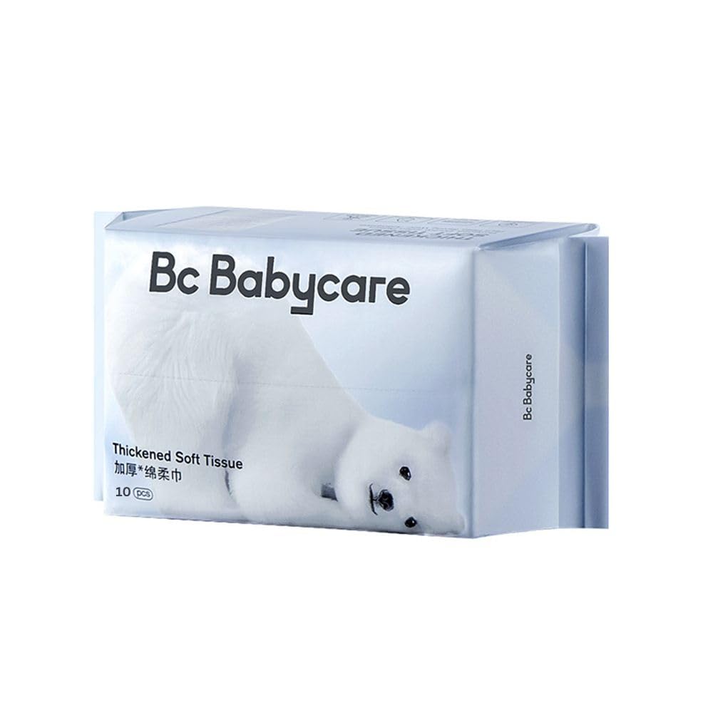 Babycare Thickened Soft Cotton Tissue – 10 Pcs, Dry and Wet Use, Ultra-Soft Baby Skincare Wipes, Chemical-Free