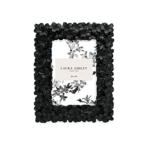 Image of Laura Ashley 2x3 Black Flower Textured Hand-Crafted Picture Frame w /Easel