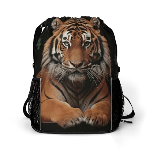 Sac à dos randonnée léger cordon de serrage motif tigre pour vos sorties nature et fitness