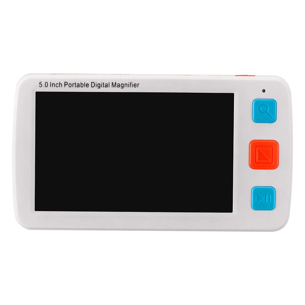 Loupe numérique Portable, Aide à la Lecture électronique, Zoom 4X-32X, poignée Pliable pour écran LCD de 5 Pouces pour Les Groupes malvoyants (Blanc)