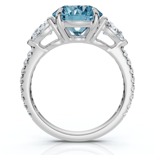 Pompeii 3 1/2Ct Fancy Blue Lab Grown Accent Diamond Engagement Ring 14k Gold (F/G,VS1-VS2)2