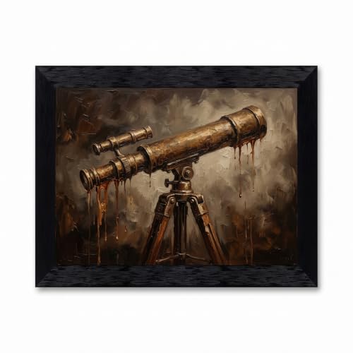 Impasto Vintage Telescope Canvas Wall Art 8x10