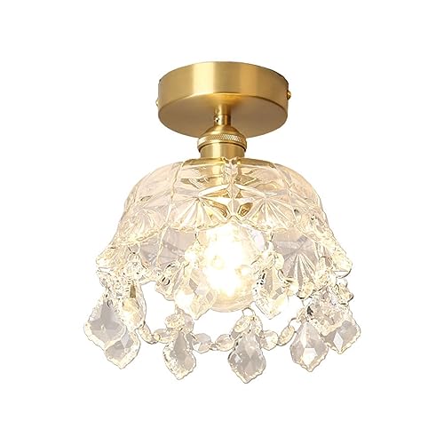 Lustre de couloir vintage en verre et laiton pour entrée accueillante
