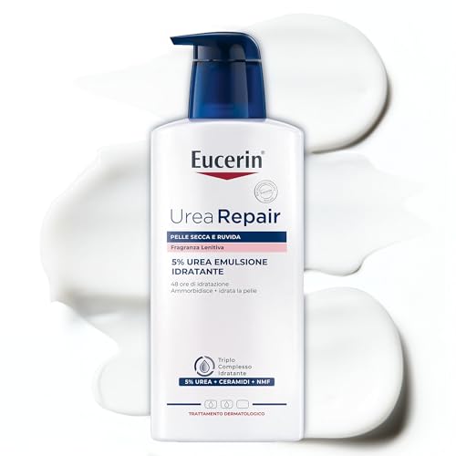 Eucerin Urea Repair Emulsione Idratante 5% Fragranza Lenitiva 400 ml, Crema idratante corpo 48h, Crema Urea al 5% e Ceramidi, Formula profumata per pelle secca e ruvida
