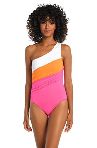 La Blanca Women's One Piece Swimsuit Single Shoulder Tummy Control Bathing Suit