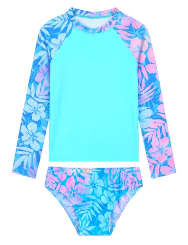 Image of Girls Rash Guard Swimsuit Two Pieces Adorable Swimswear Quick Dry Bathing Suit Long Sleeve