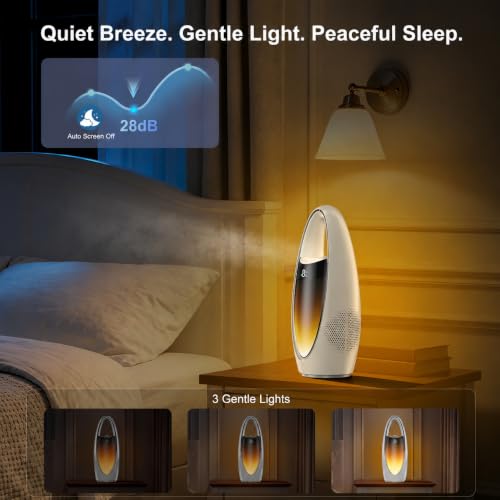 Desk Fan Bladeless, 13 Inch Quiet Rechargeable Office Fan, Small Personal Table Fan with 9 Speeds, 3-Level Brightness Night Light, 60° Oscillation, 9H Timer, Easy to Clean, Fan for Bedroom Home by KONSIDEN - Used condition - Image 5