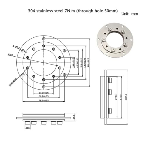 Charnière rotative amortie en acier inoxydable 304 de qualité supérieure