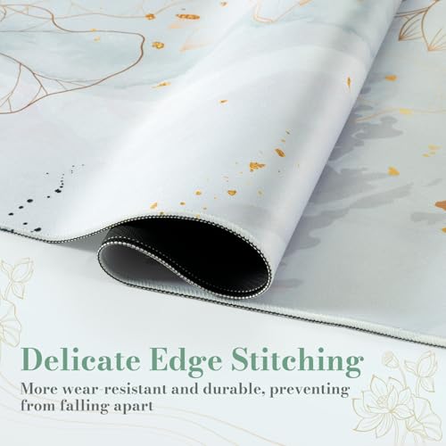 Image of iCasso Desk Cover Mat, Extra Large Lotus Mouse Pad, Desk Pad Mat,Office Matt for Desktop Protector, Anti-Slip XXL Big Mousepad with Stitched Edges for Laptop Computer Keyboard(Green Lotus Leaf)