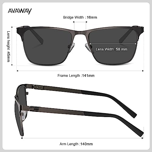 AVAWAY Mens Polarized Sunglasses Metal Rectangle Frame UV Protection Lightweight Category 3 Sun Shades4