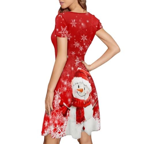 Image of Biyejit Women's Summer Casual Short Sleeve T-Shirt Swing Dress Crew Neck Plus Size S-4XL
