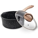 JEETEE Sauce Pan with Lid, Non Stick Small Pot with Coating, Masterclass Cookware Sauce Pot for Cooking, PFOA/PFOS Free Gray 2.0 QT