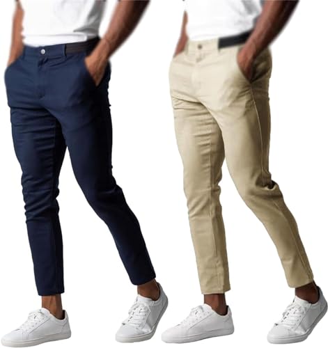Active Chinos Pants Men, Active Chinos Edge Lifestyle Pants Men, Trousers Loose Fit Straight Legs Elastic