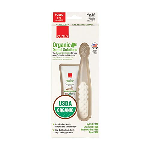 Pura Naturals Pet Puppy Dental Kit - Ultra Soft Bristle Toothbrush & Organic