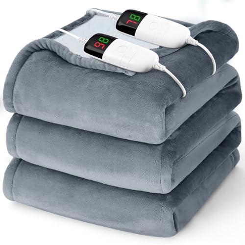 Heated Electric Blanket King Size - 90' x 100' Heating Blanket with Dual Control, 10 Heating Levels...