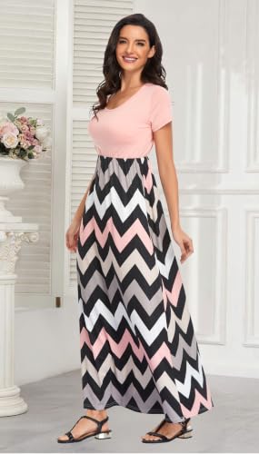Image of Mommy Jennie Women's Maxi Dresses Short Sleeve Long Casual Summer Sundresses