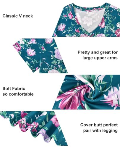 Image of RITERA Women Plus Size Tops Tie Dye V Neck Shirt Floral Camo Summer Short Sleeve Tunic Oversized Ladies Blouse XL-5XL
