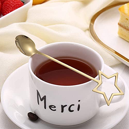 Cucharas de Acero Inoxidable, NALCY Cucharas de Estrella, Cucharillas Postre Cuchara de Café 14,5 cm de Acero Inoxidable para Sopa, Helado, Torta de Arroz (6 piezas) - Imagen 5