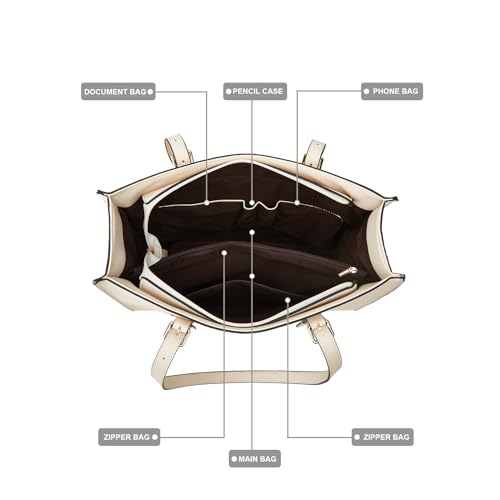 Image of Women Fashion Synthetic Leather Handbags Tote Bag Shoulder Bag Top Handle Satchel Purse Set