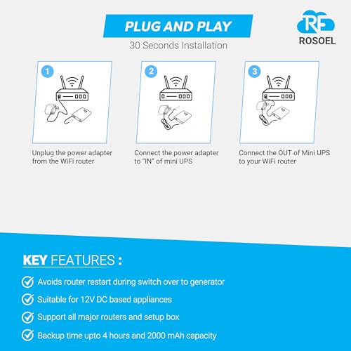 Image of Uniback Mini UPS for 12V WiFi Router Broadband Modem | Backup Upto 4 Hours | WiFi UPS Power Backup During Power Cuts | UPS Broadband Modem | Current Surge & Deep Discharge Protection | White