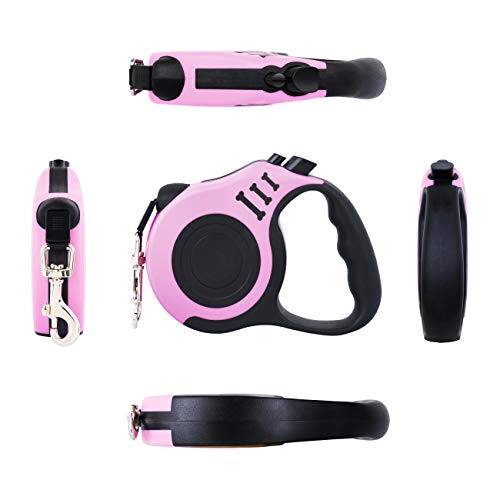 Petimp Retractable Dog Leash Lightweight 16Ft Leash, With Folding Bowl,Dispenser,Waste Bags, For Small Medium Dogs(Pink) #TOP1