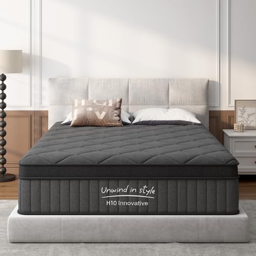 Wellynap Mattress Queen Size 8 Inch Mattress with Gel Memory Foam and Pocket Springs Euro Top Medium Firm Black
