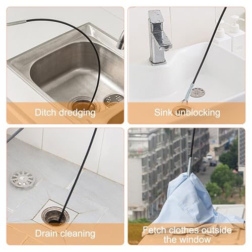 AWAVM 5-teiliges Entwässerungs-Unlogger Reinigungsset, Vier Krallenrohr Abflussreiniger, Rohrreinigungsbürste, Badezimmerentwässerung, Küchenspüle Unlogger, Kanalhaarreiniger