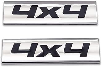 2X Chrome Metal 4X4 Logo Car Emblem 3D Premium Off Road Badge Door Fender Sticker Side Wing Decal (4X4,Silver&Black)